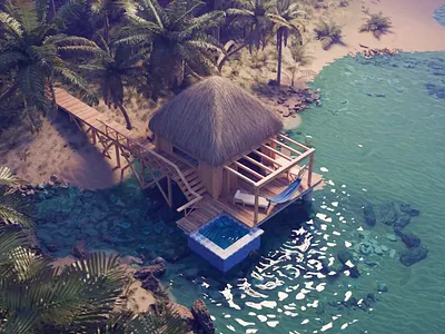 Vacation Home Tutorial 3d blender diorama exotic house illustration isometric process render summer tropical tutorial