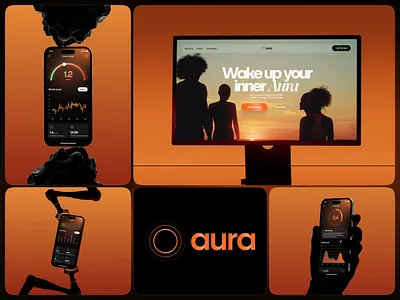 Digital Health App and Website Design / Aura Wearable branding dark mode data visualization health ios app mobile app product design uiux website wellness