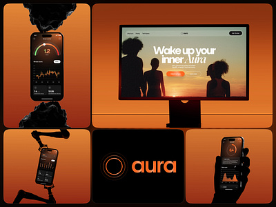 Digital Health App and Website Design / Aura Wearable branding dark mode data visualization health ios app mobile app product design uiux website wellness