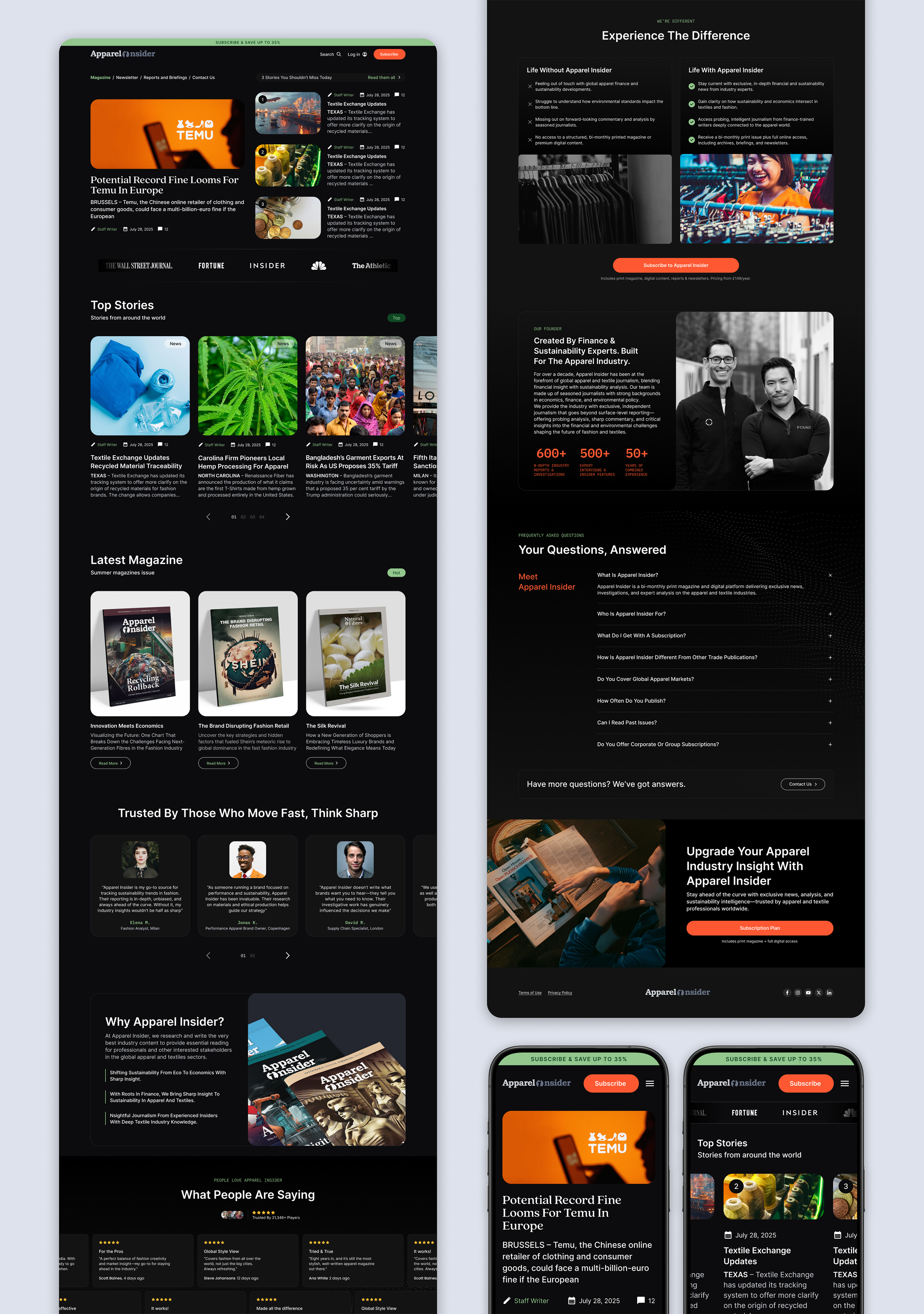 apparelinsider.com magazine web and mobile design figma graphic design landing page magazine ui ux web design