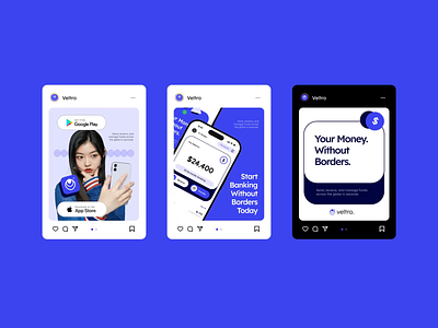 Veltro — Global Fintech Payment Experience {social media} app design banking branding clean design crypto digital wallet finance app fintech fintech design global payment instagram marketing minimal ui mobile app mobile design payment post poster social media visual identity