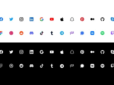 Daily UI Challenge – Day 55: Icon Set Social Media, Light & Dark daily daily ui dailyui design ui uichallenge