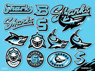 SHARKS MASCOT FULL PACK (for clients) baseball basketball branding brandinglogo design gaming illustration illustration mascot logo logoshark mascot retromascot sharklogo sharkmascot sport