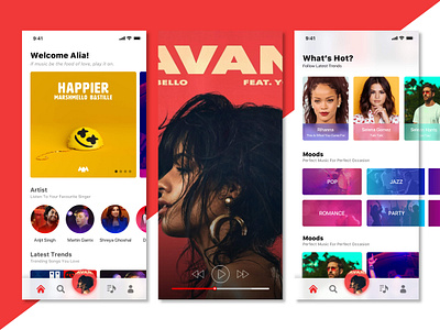 Music Platform_Gaana cards entertainment gaana mobile app mobile screens music spotify uiux