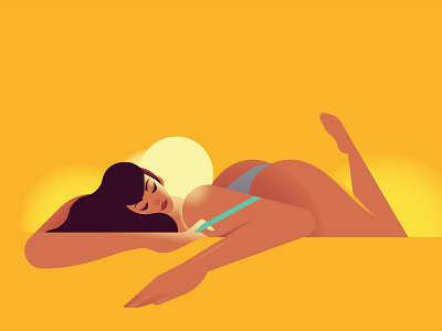 The Strap Tease character colors flat illustration light minimal minimalist summer sun sunbathing woman