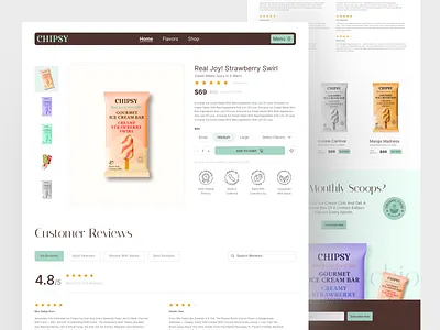 Product Details Page - Chipsy Ice Cream Website a buy cart e commerce ecommerce ice cream marketing online store payment page product product details product details page shop shopify store ui ui design ux web design website