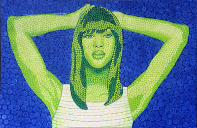 Naomi Pointillism Colored Pencil. graphic design