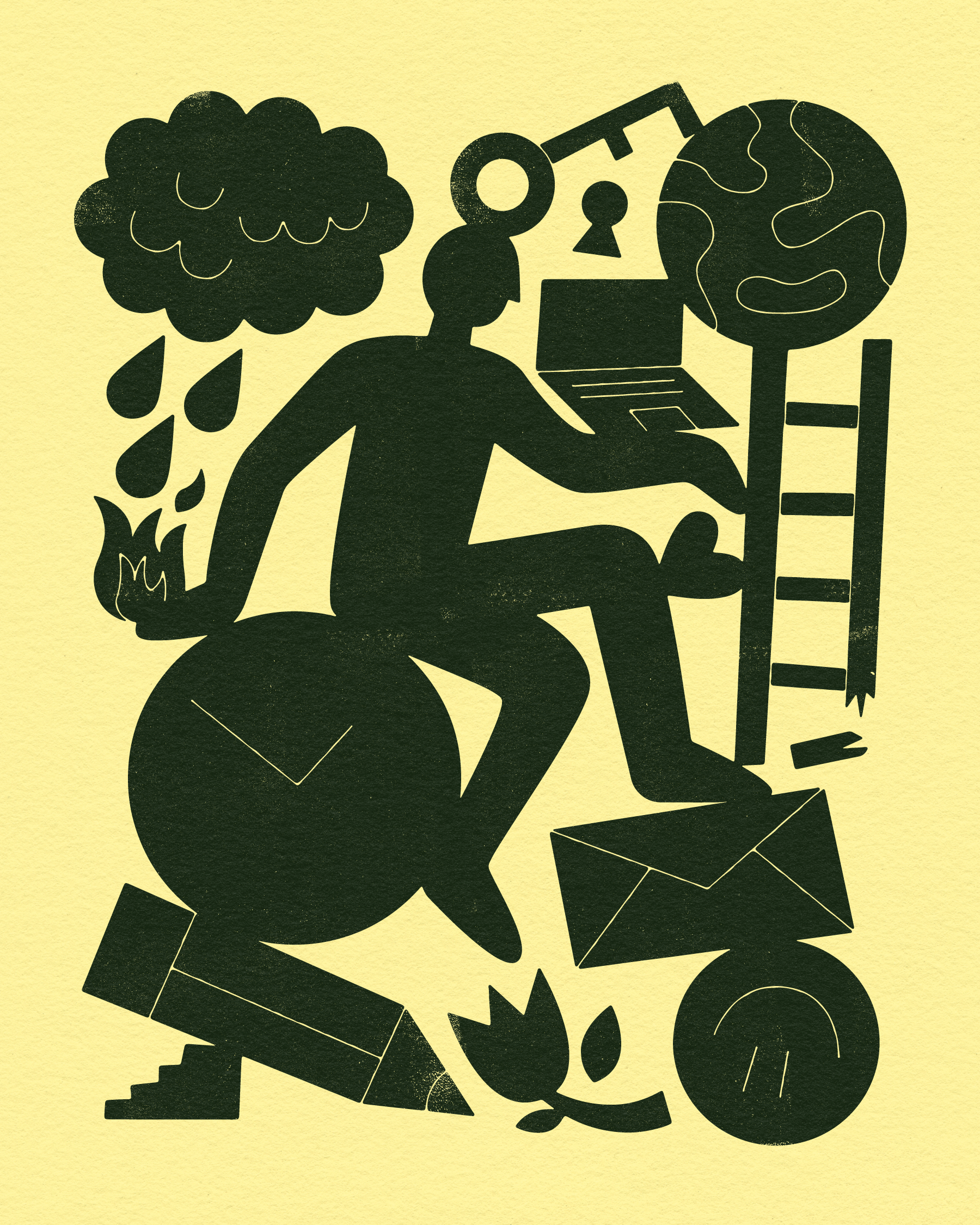 💭💭💭 art character fun illustration juggling print silhouette texture thoughts