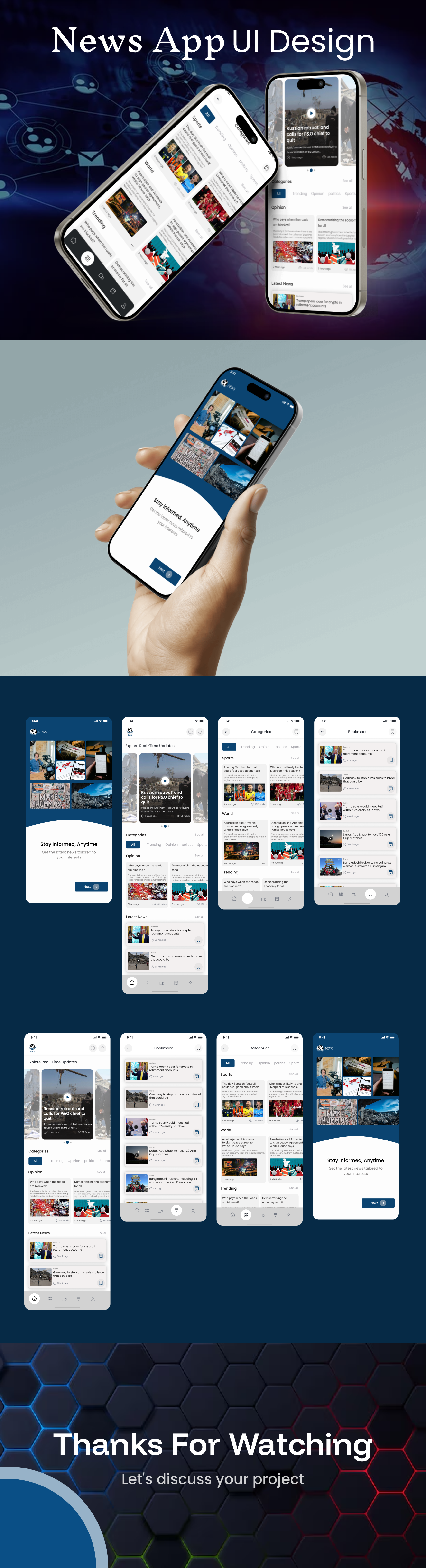 News App UI Design 3d animation branding graphic design logo motion graphics news ui