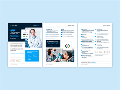 Marketing Platform One Pager brand brand design branding dental software dental software marketing design graphic design iconography icons layout design marketing marketing design marketing platform one pager print software tip sheet typography