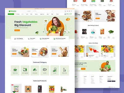 Organic & Grocery Landing Page Design creative e commerce grocery interface market organic supermarket ui ui design uiux website design