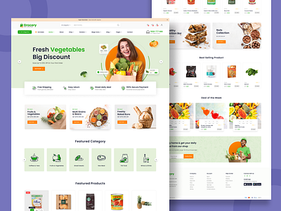 Organic & Grocery Landing Page Design creative e commerce grocery interface market organic supermarket ui ui design uiux website design