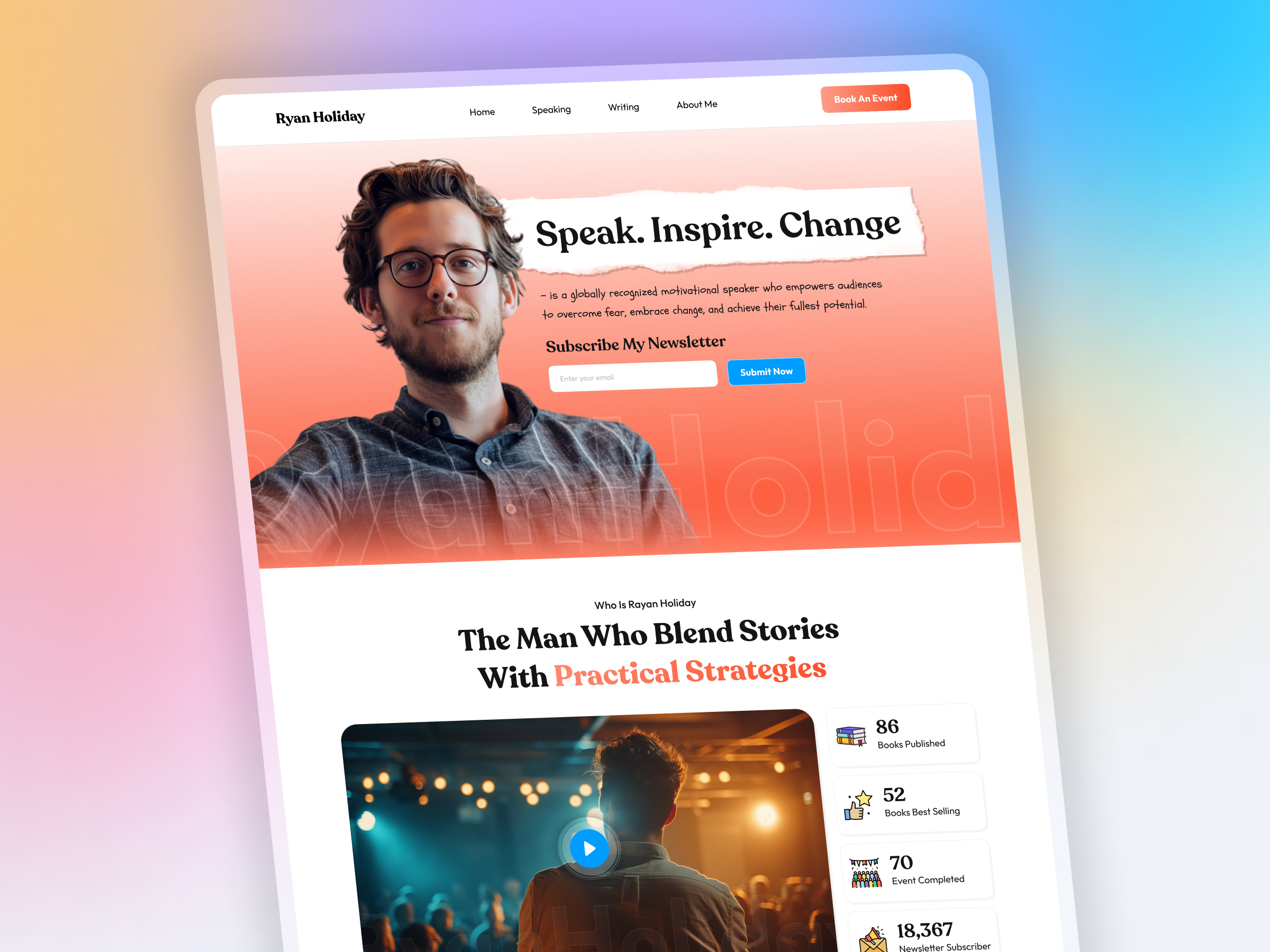 Portfolio Landing Page Design landing page motivational speaker personal portfolio portfolio landing portfolio web ui portfolio website ui designer uiux ux designer uxui web design web ui design webdesigner website design