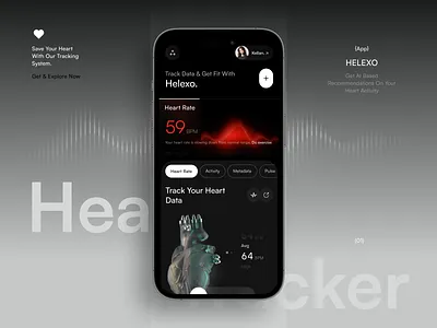 Helexo - Heart Rate Tracker app design doctor doctor mobile app health health app health mobile app healthcare mobile app healthcare mobile app design medical medical app design medical mobile app design mobile mobile app mobile app design mobile ui onboarding tracker web3