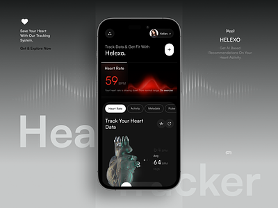 Helexo - Heart Rate Tracker ai app app design care design doctor health health app heart heart rate medical mobile mobile app mobile ui onboarding tracker ui ux web3