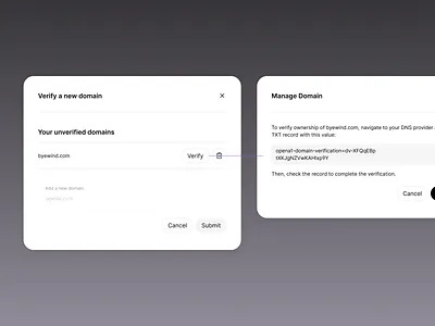 Verify a new domain chatgpt ui design