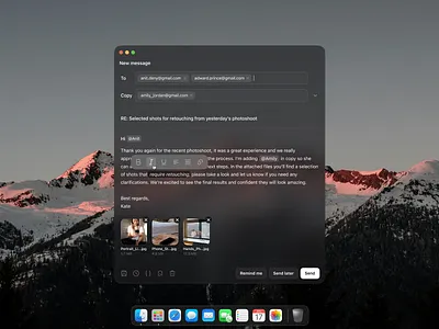 Mail App attachments button collaboration desktop app dock email input fields macos mail messaging participants photo upload productivity send tags