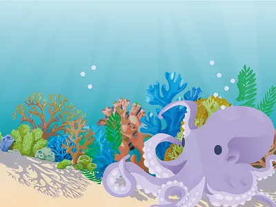 Octopus 2d animal fish graphic design illustration ilustrator octopus sea seabed vector wild