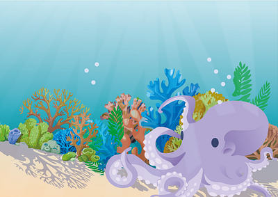 Octopus 2d animal fish graphic design illustration ilustrator octopus sea seabed vector wild