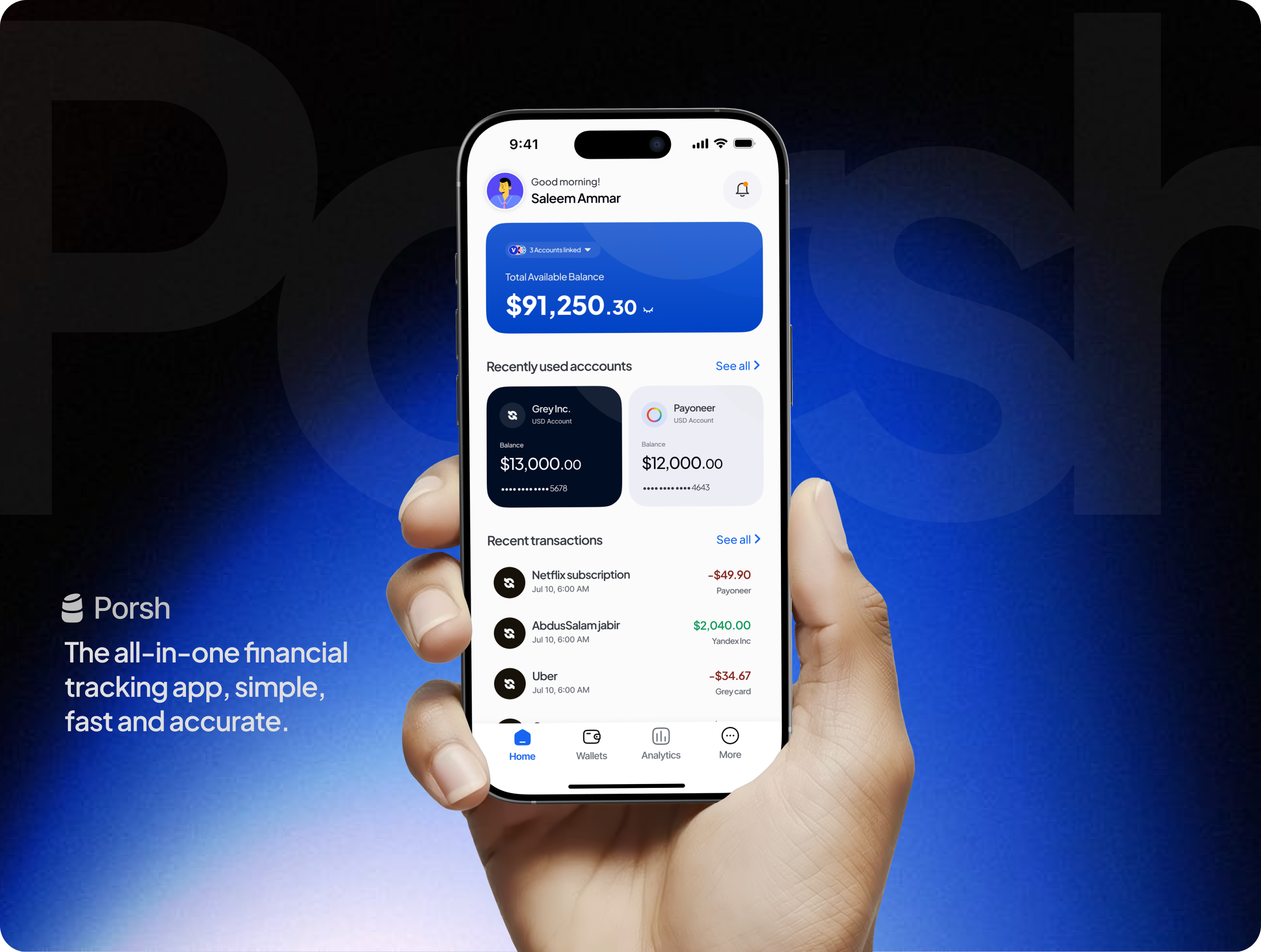 Porsh - All-in-one financial management mobile application. ai project analytics screen app design figma fintech insight ui tracking app uiux