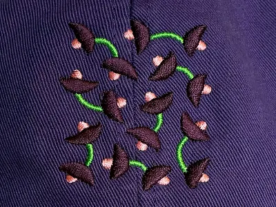 pollination abstract breathe connection design dust embroidery fit float flower hat little merch mingle pollen purple puzzle spring thingies things thread