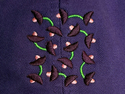 pollination abstract breathe connection design dust embroidery fit float flower hat little merch mingle pollen purple puzzle spring thingies things thread