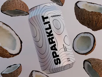 Coconut Flavor - SPARKLIT 3d animation branding concept drink energy graphic design mockup design motion graphics simple ui visualidentity white