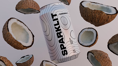 Coconut Flavor - SPARKLIT 3d animation branding concept drink energy graphic design mockup design motion graphics simple ui visualidentity white