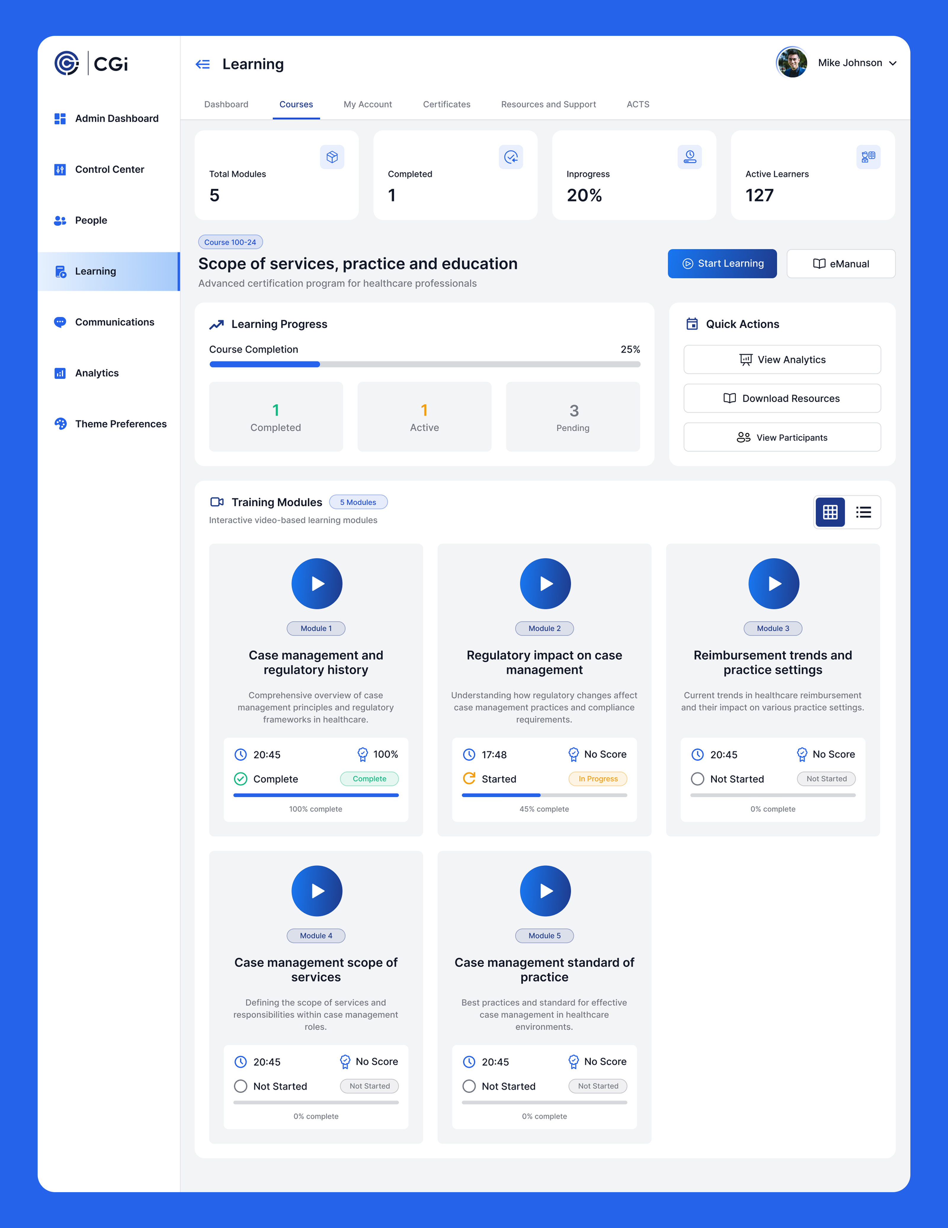 CGI Learning UI Design admin dashboard uidesign uiux uxdesign