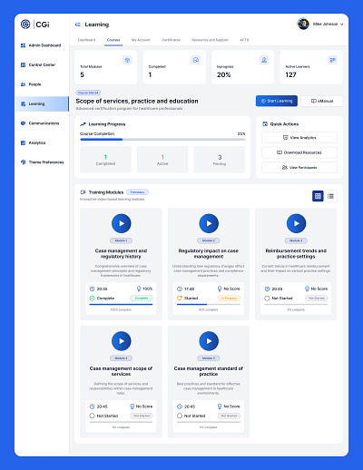 CGI Learning UI Design admin dashboard uidesign uiux uxdesign
