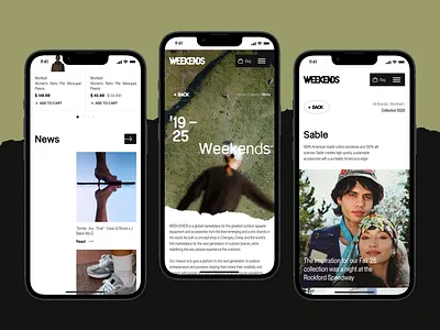 WEEKENDS Mobile adventure branding design e commerce fashion identity logo mobile outdoor supply screen uiux weekends