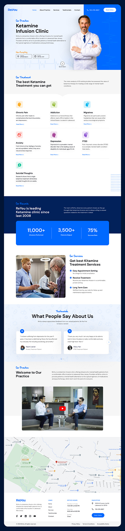 Reyou Ketamine Infusion Clinic Landing UI healthcare index ketamine landing website
