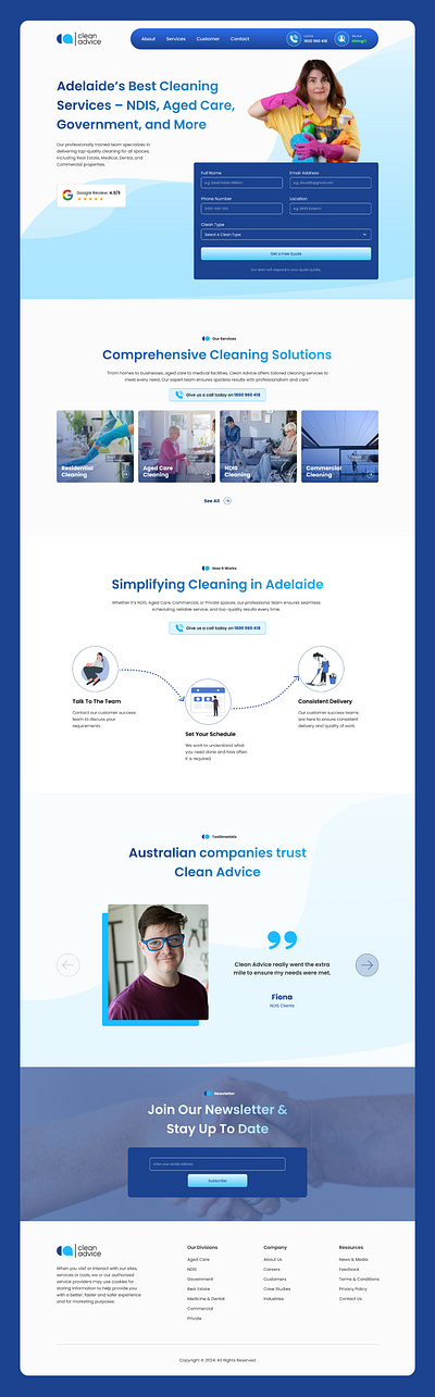 Clean advice UI landing page landing ui website
