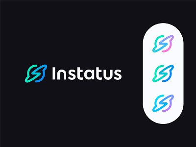 Instatus - saturn logo. bolt branding contrast8 cosmos david deividas bielskis fast instant lightning logo planet quick s s logo saturn space statistic status