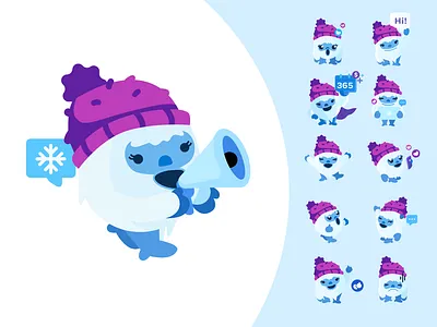Snoball: Yeti Character Redesign ball blue branding character design emoji flat graphic design illustration marketing mascot minimalist pastel pink redesign snow soft sticker vector white