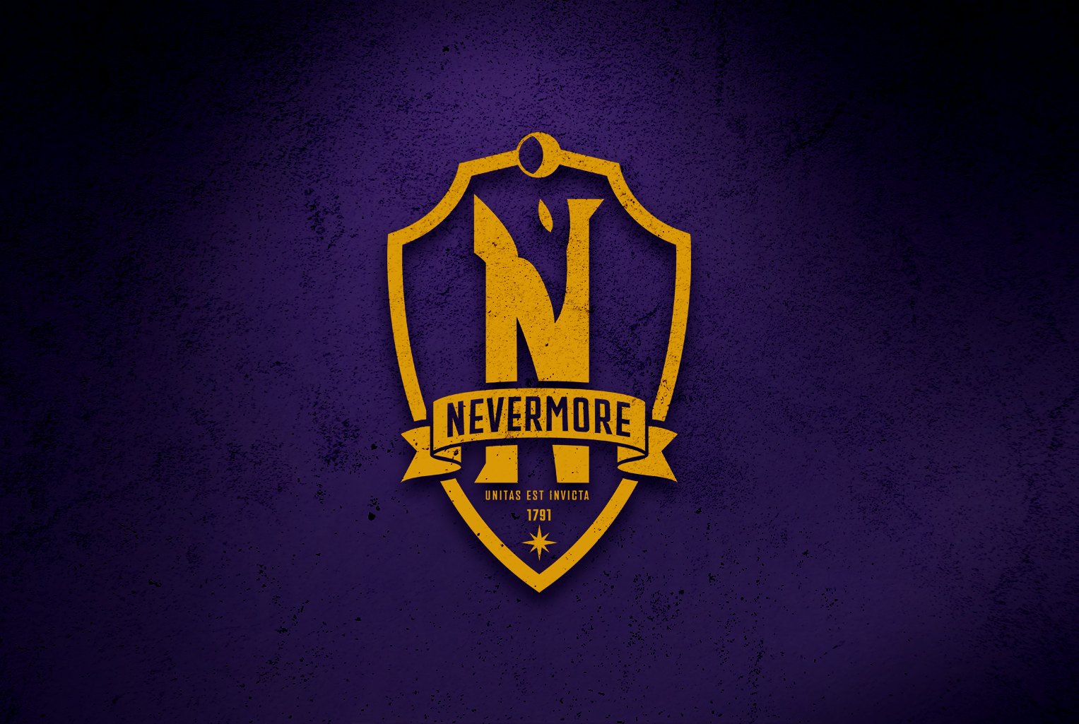 Nevermore Academy Logo Redesign academy addams family baltimore gold gothic halloween jenna ortega n nevermore poe purple raven school spooky tim burton wednesday