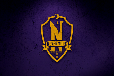 Nevermore Academy Logo Redesign academy addams family baltimore gold gothic halloween jenna ortega n nevermore poe purple raven school spooky tim burton wednesday