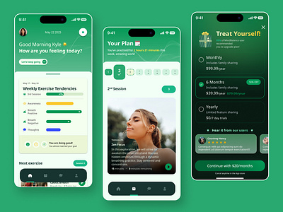 Meditation & Self-care App app awareness branding concept design exercise graphic design medical meditation mindfulness player self care therapy ui ux vector yoga