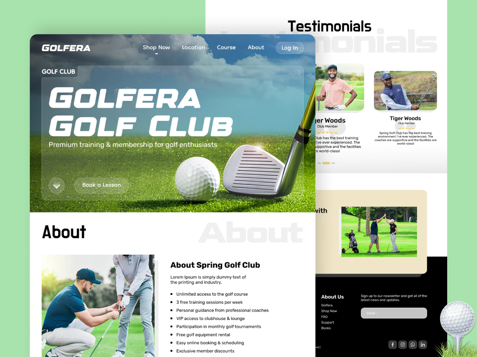 Golf Club & Training Figma Website app branding design golf club training website graphic design home page design illustration landing page logo typography ui ux vector