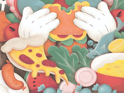 Pojidež - illustration apple cheerful color colorful colors design food food illustration fruit funny graphic design illustration pizza sausage sweets vegetables