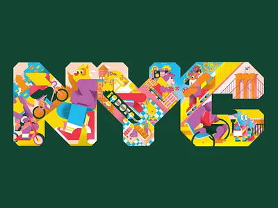 NYC DOT Letter Sign 2 2d art adobe biking branding brooklyn coney island design geometric graphic icon illustration illustrator logo mta new york city nyc subway summer sustainability vector