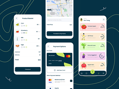 Eco Shop - Mobile App Design app design card delivery e commerce eco eco food eco product ecommerce app food app gamification goal ios map mobile app design mobile design payment payment option product basket ui ux ui