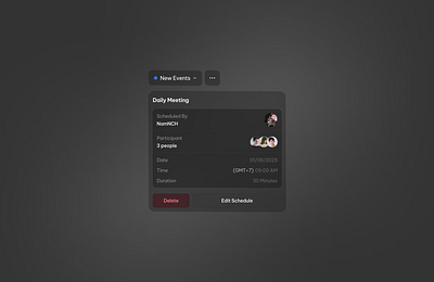 Clean Event Information Display calendar clean glass liquid glass minimal mobile design modal modal design modern schedule ui design use interface ux design