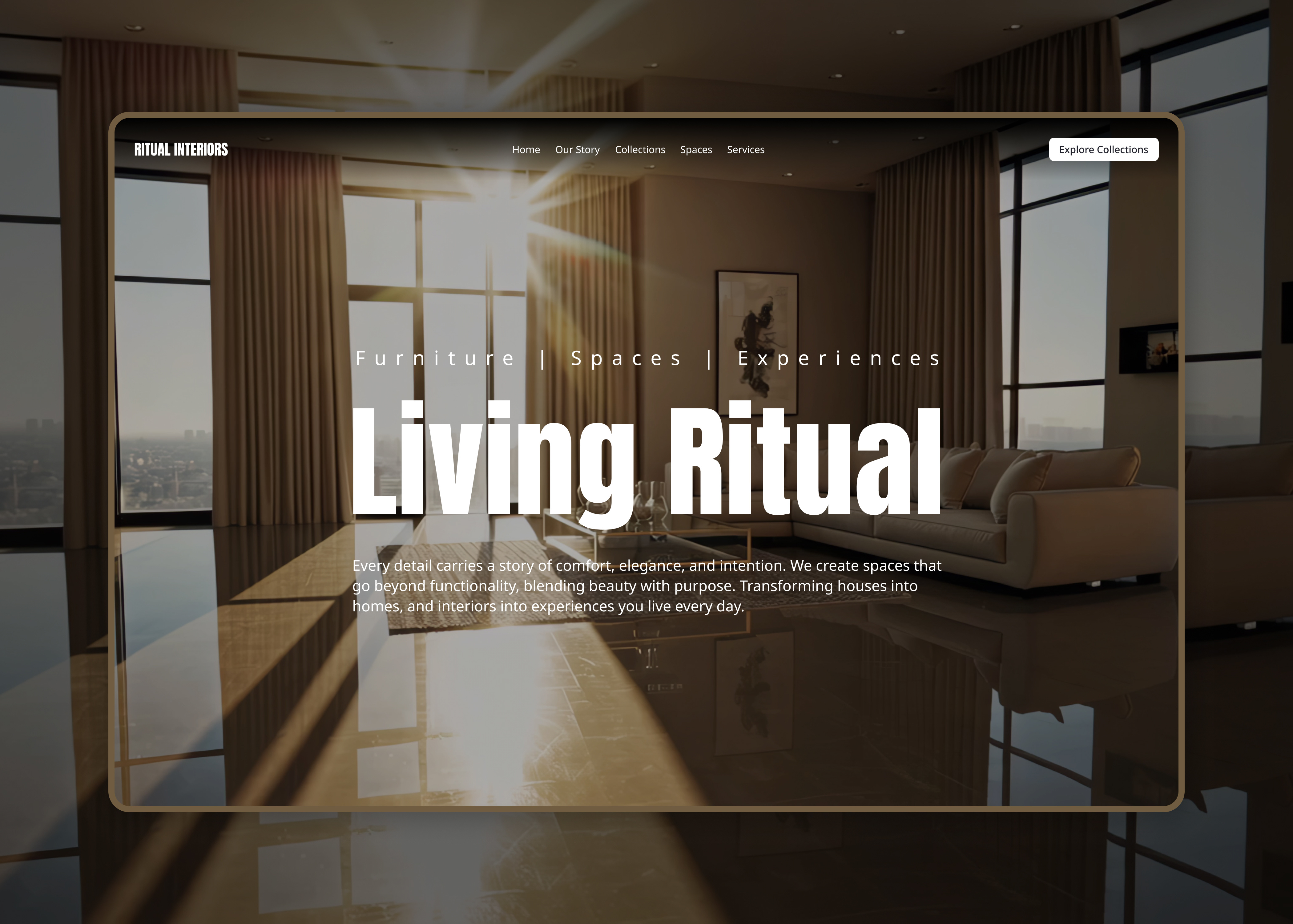 Ritual Interiors – Redefining Digital Presence business web creative website design furniture website hero section landing page minimal design modern design ui ui ux website design