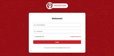 Food System canteen design food login menu red ui