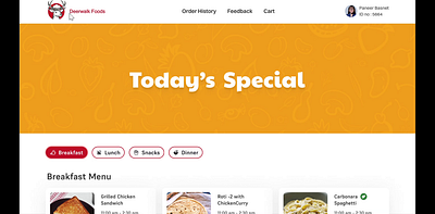 Food System canteen design food login menu red ui