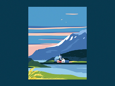 A Dawning coast design drawing fish graphic design illustration landscape light minimalism mood mountains ocean pastel photo poster print simplicity travel vector water
