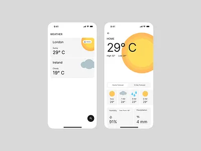 Weather App app bento grid flat design illustration typography ui ux