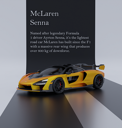 Mclaren Senna Vehicle 3D model and render visualization 3d 3dart 3drender 3dvehicle blender car graphic design render vehicle visualization