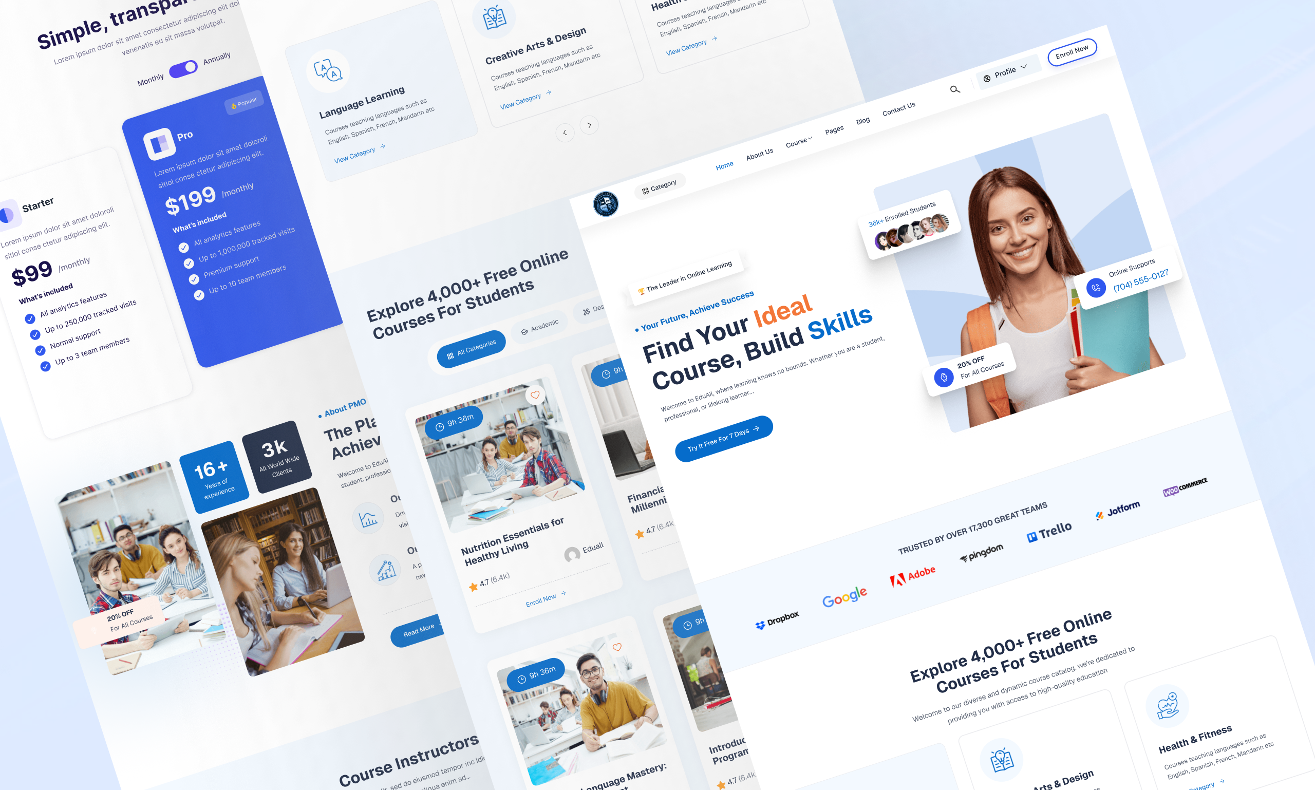 Modern Learning Platform Website Design – LMS Online Course UI course management system education platform ui framer learning platform lms dashboard lms website design online education website responsive e learning website student portal ui website design wix wordpress